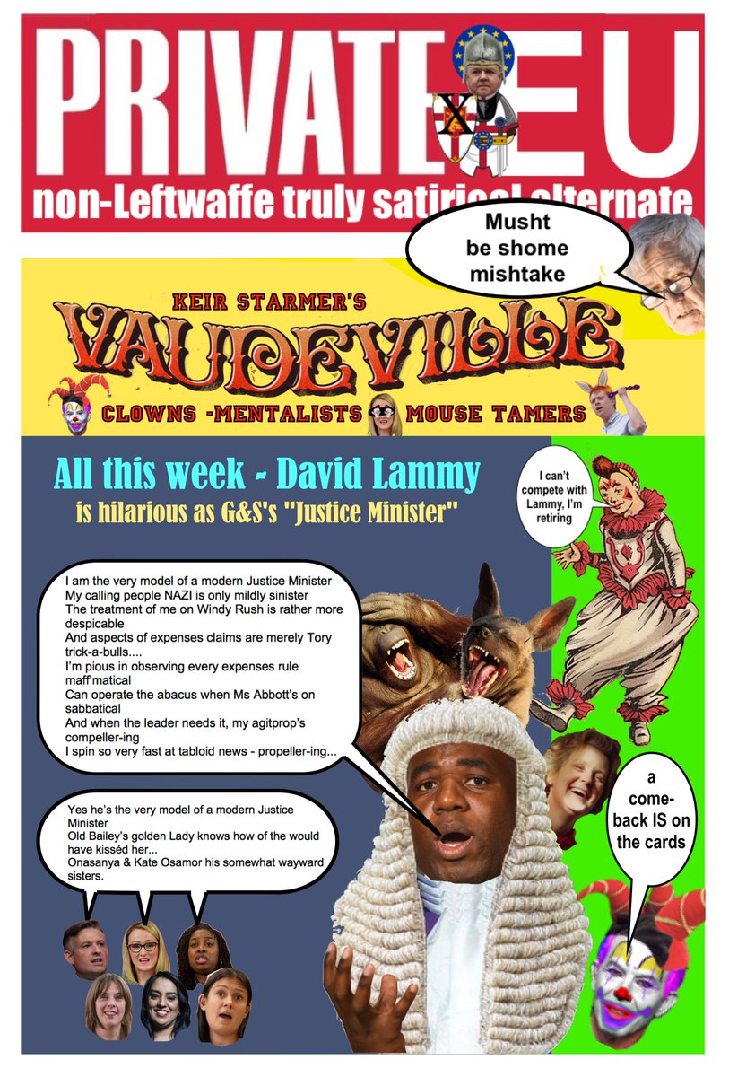 Bullshot2's tweet photo. @UKLabour The #British public is interested in having fun! Thankfully @Keir_Starmer's Circus and Vaudeville show is in town! This week, @DavidLammy does a Gilbert and Sullivan skit! @Y_Eurosceptics @labourleave @Brexit4Students @1922Committee @StandUp4Brexit @ladies4leave @fishingforleave https://t.co/HcyO9HZ5TK