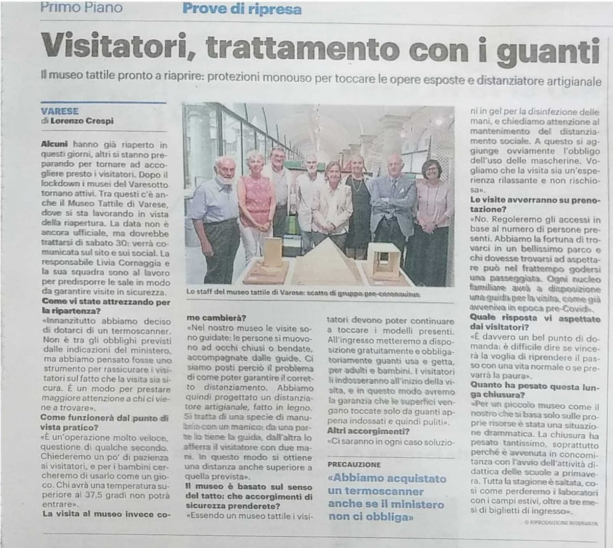 Grazie a #lorenzocrespi de <a href="/Giorno_Varese/">Giorno Varese</a>  che ci ha dedicato questa bella attenzione, raccontando come ci siamo organizzati per la riapertura del nostro Museo. <a href="/Vaperibambini/">Vareseperibambini.it</a> <a href="/varesereport/">Varese Report</a> <a href="/100kmdaMilano/">100kmdaMilano.it</a> @giovanigenitori @Mamme_a_Milano <a href="/ItaliacheMamme/">Italia che Mamme!</a> <a href="/inLOMBARDIA/">inLOMBARDIA</a>