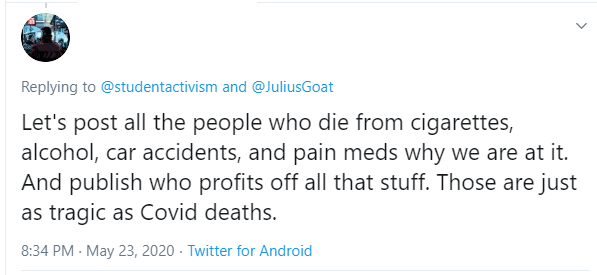 We'll see reasons offered why these deaths weren't particularly tragic.Seeing Covid deaths as tragic leads to questions asking how these deaths might have been prevented.Those are questions people who have decided to not care would rather not see asked, much less answered.