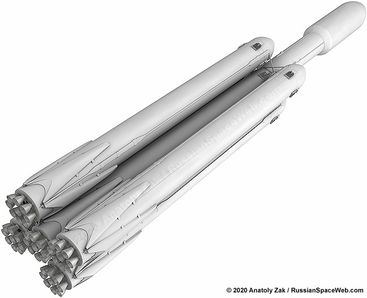 RussianSpaceWeb's tweet image. Totally unprovoked and unauthorized five-booster version of #SpaceX' Falcon (Super) Heavy rocket (just because I can :)