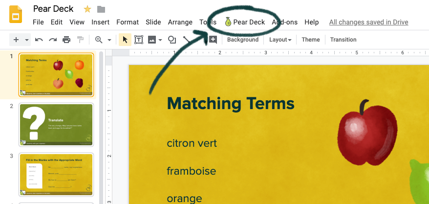 PearDeck's tweet photo. 💭 Did you know? You can save clicks and time with Peary right in your Google Slides toolbar! 💭

Install the #PearDeckPowerUp Extension and you'll always have Pear Deck at the ready.
⚡ Find it for free in the Chrome Web Store: https://t.co/te76u4G83R https://t.co/Dks8ReFsXy