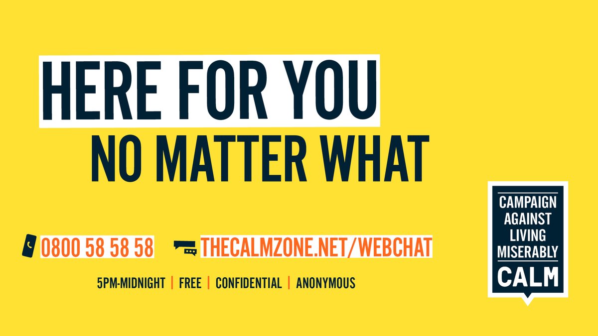 theCALMzone's tweet photo. If you’re finding things tough, our helpline and webchat are open from 5pm until midnight. Call us on 0800 58 58 58, or chat to our trained helpline staff online. 

No matter who you are or what you're going through, it's free, anonymous &amp; confidential.

https://t.co/TJQrbFZQdD https://t.co/t3e2So1tGR