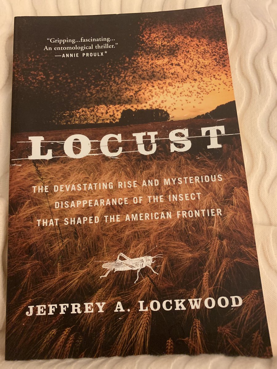 So my plague reading list includes this book, by  @J_A_Lockwood, on the locust invasion in the U.S. in 1875. It’s really good. And believe it or not, I got this book way before COVID, after reading Prairie Fires (biography of Laura Ingalls Wilder) 1/