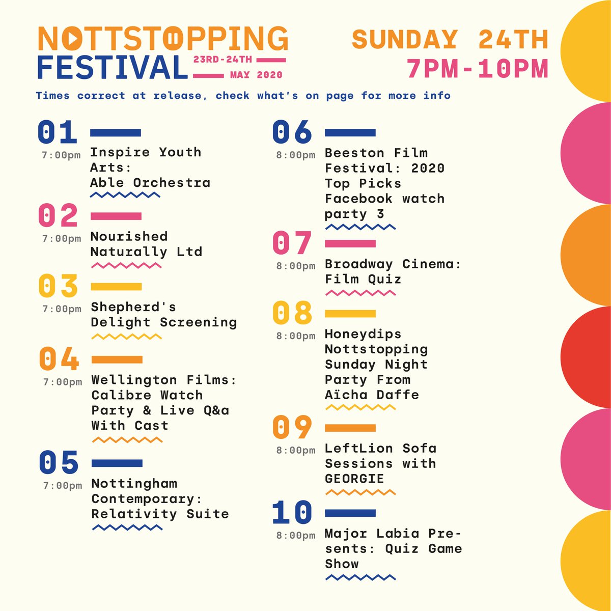 Here’s the 5pm-10pm of your Sunday lineup. ✨

Get involved, stay tuned and keep donating for our wonderful key workers.
gofundme.com/f/nottstopping

Head over to nottstoppingfestival.com to direct you to the streams you’d like to tune into today.