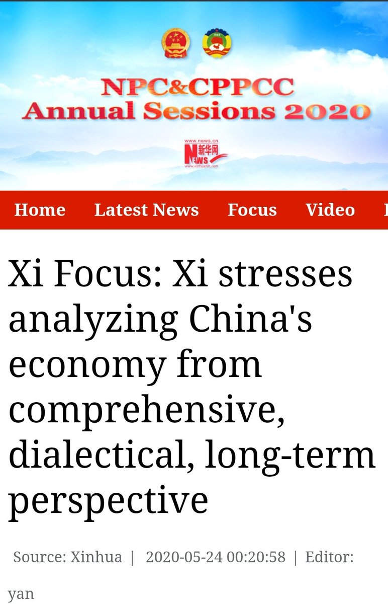 What President Xi actually stated is that they are taking "a dialectical, long term perspective" on the economy.The real question is why do Western leftists latch onto any opportunity from Western media to dismiss China despite knowing the media's bias? http://www.xinhuanet.com/english/2020-05/24/c_139082057.htm