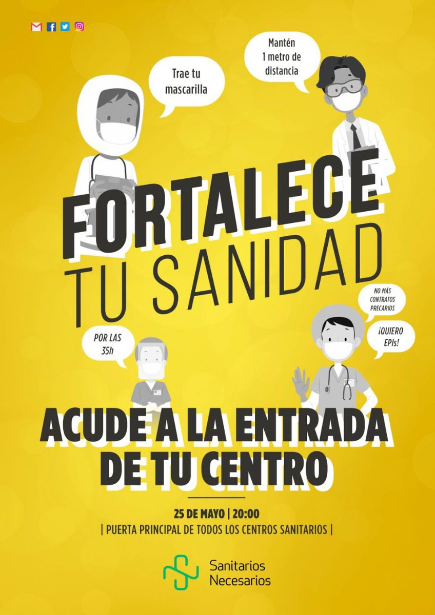 Defendamos la sanidad pública, no demos ni un paso atrás.

LUNES 25 DE MAYO, 20:00H

Acude al centro sanitario de tu barrio 👩‍⚕️👨‍⚕️✊🏼