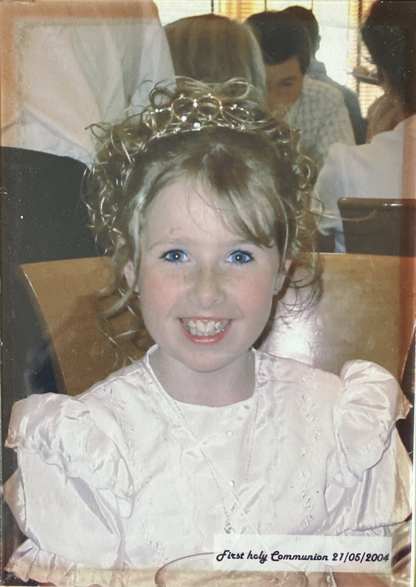 french2ndclass's tweet photo. Challenge accepted from @MissRoche1. Here’s a picture of me on my First Holy Communion day. Puffed shoulder pads were all the craze back then 😂. I pass the nomination on to @Hogan2nd @MsLett2ndclass @McGuire2nd https://t.co/Lp5XDRy4D3