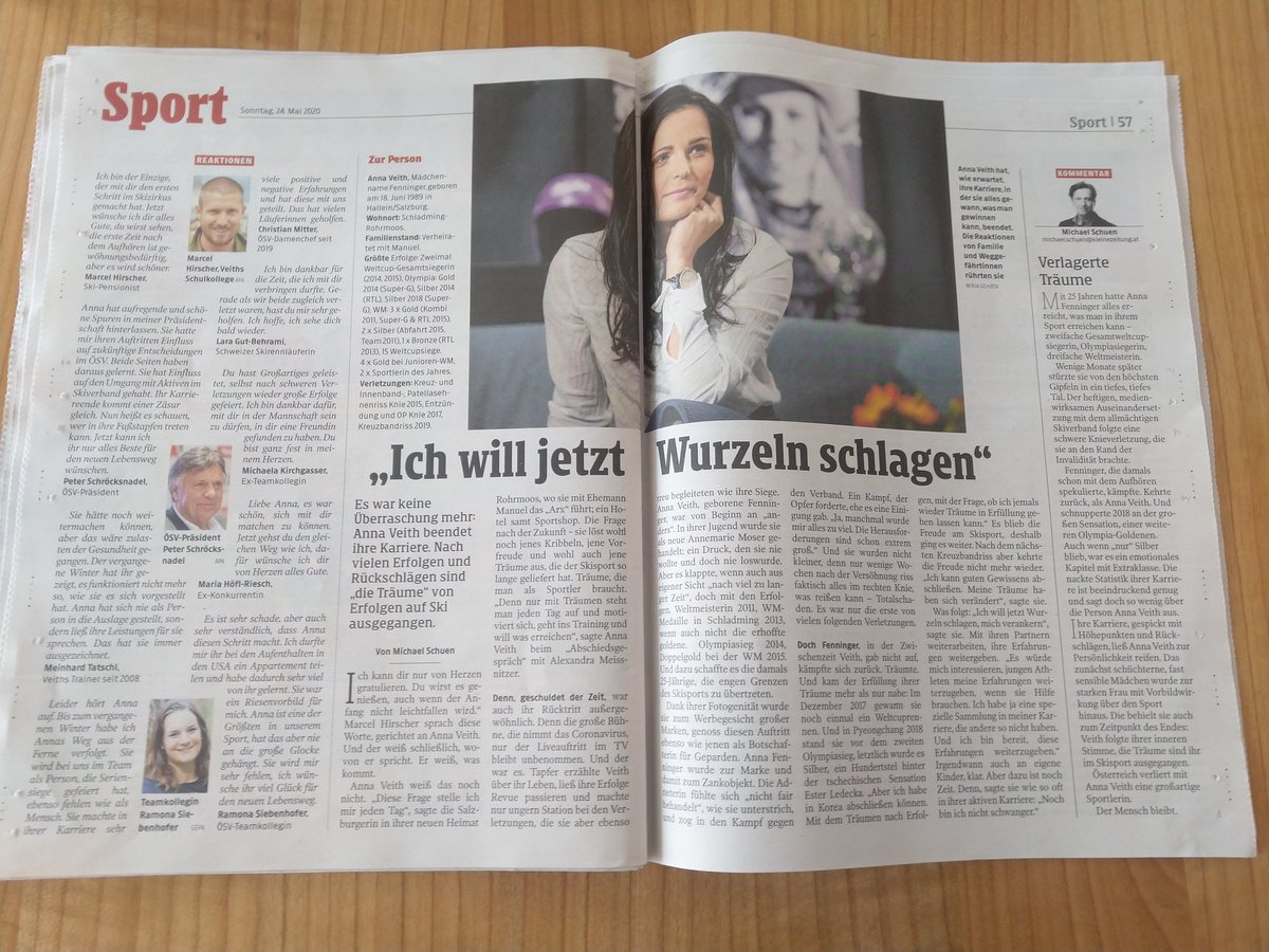moritzwindegger's tweet photo. Selten sind die Tage, an denen #Wehmut und #Dankbarkeit so sehr zum Synonym werden. Die @kleinezeitung schafft das heute: Vorn Johann Weber, innen die großartige #AnnaVeith 🤩

Und ein treffender @klz_Schuen: "#Österreich verliert eine großartige Sportlerin. Der Mensch bleibt." https://t.co/jdBYtlLbDu