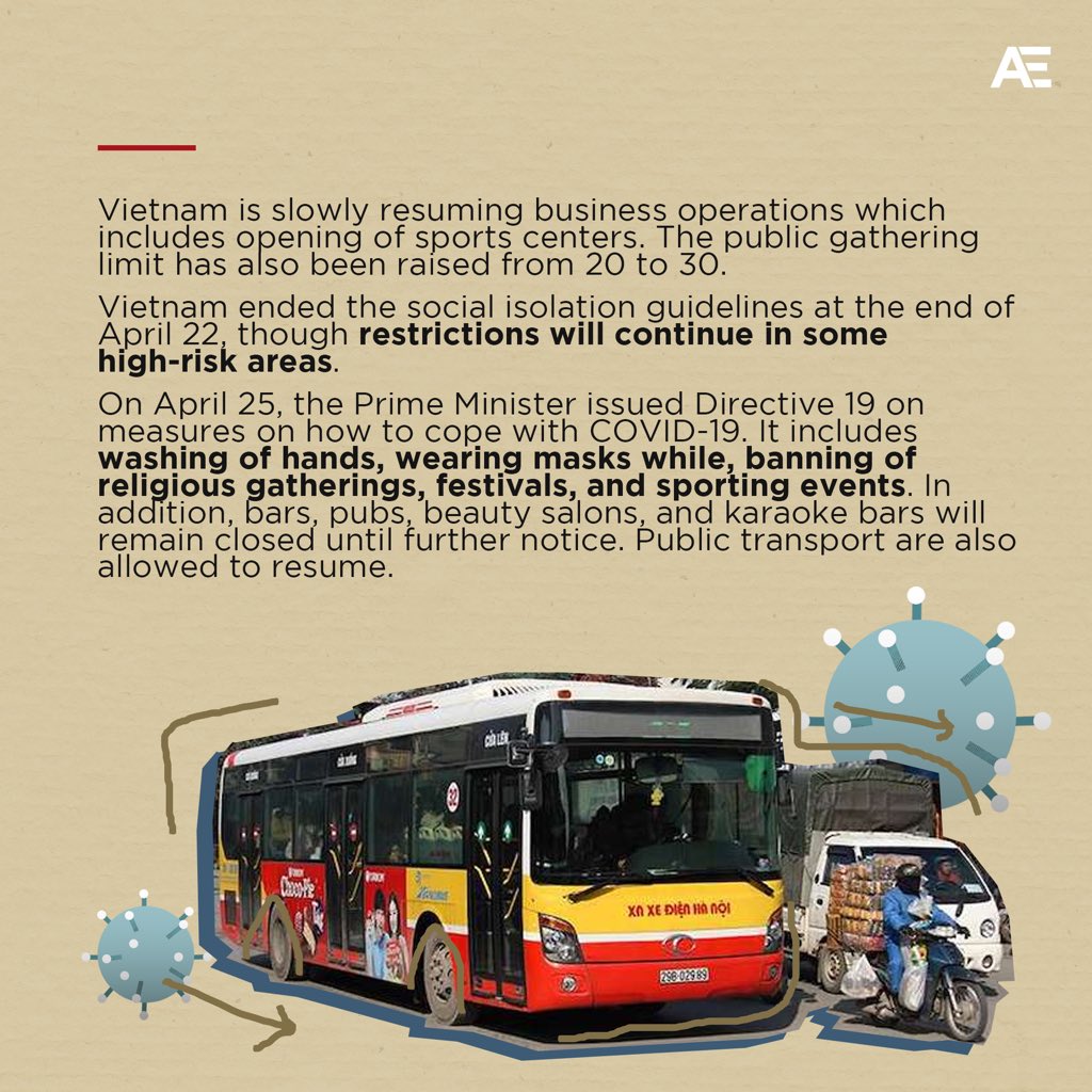 Due to their successful management of the pandemic, Vietnam is slowly resuming business operations. The government has also ended the social isolation guidelines in some areas last April 22. That is what a “model country” in combating  #COVID19 means.