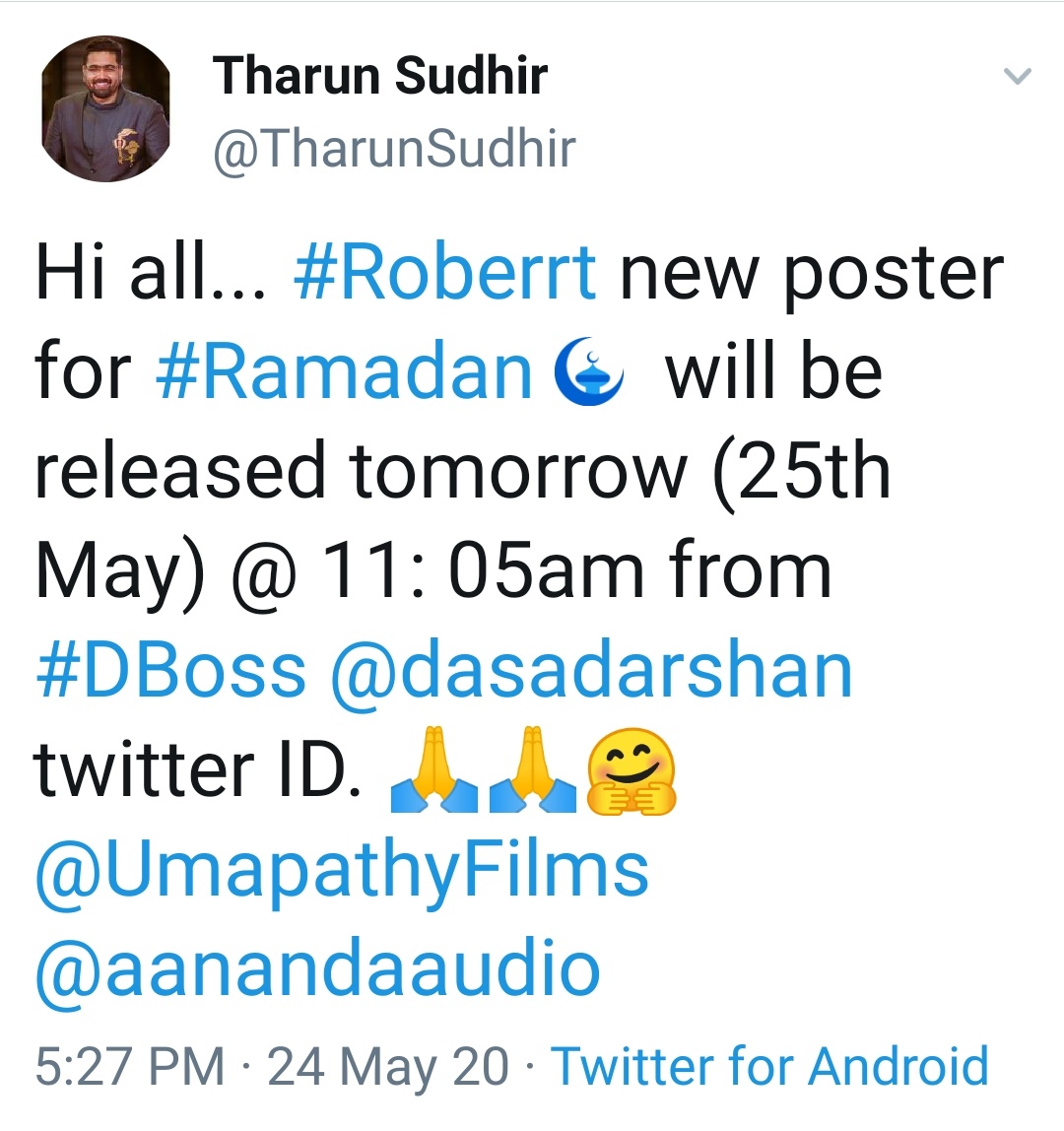 DBossNKR's tweet photo. #RoberrtPoster Released by @dasadarshan Boss ID 😍
Be Ready with your Multiple Accounts at 11:50AM
#Roberrt #DBoss https://t.co/1ad00w2vxm