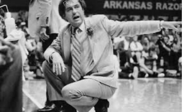 WallisMarsh's tweet photo. In the 70’s we had some uncertain times. Eddie Sutton and @RazorbackMBB became my TV Best Friends. We beat #UCLA together. We made the Final 4 #Checkerdome and we lost to Indiana State together #LarryBird. Sports on TV can save kids. And Coach’s can become lifelong Hero’s. #RIP https://t.co/P3eJaGAmUy