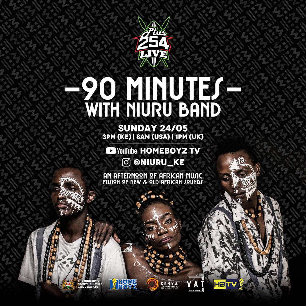 HomeboyzRadio's tweet photo. Enjoy some nice vibes with #Plus254Live 90 Minutes Concert with @NiuruBand Live on #HomeboyzTV 

https://t.co/ynnQ7Vivwi https://t.co/QsIljRGbza