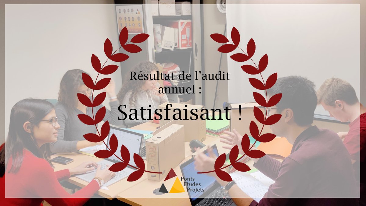 Fin avril, Ponts Etudes Projets a passé son audit annuel, à l’issue duquel nous avons reçu la meilleure mention possible : “satisfaisant”. 
Nous tâcherons de continuer sur cette lancée et d’utiliser à bon escient les conseils reçus pendant cet audit. 
#WeAreJE #Audit #CNJE