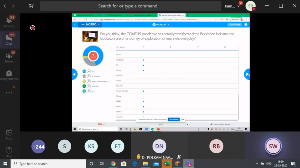 shardapullabha2's tweet photo. #NoLockdown4Learning Effective usage of #onlineteachingaids for teachers during #COVID19 #EdChatIND @TeacherrPros @EdChatIND @pkdhillon08 @tkaur2210 @charuchhabra2 @UpasanaRishiraj @meenaks09023755 @MicrosoftTeams @kaushalsen_15 #nearpod #mindmap #padlet interesting session https://t.co/2XBmwn8nEY