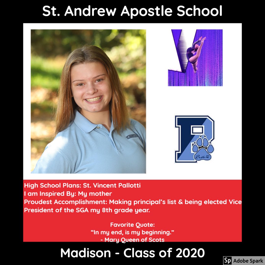 StAndrew_ADW's tweet photo. Congrats to Madison, who plans to attend @Pallotti_HS in the fall! @ADWCathSchools @WashArchdiocese @ADWYouth https://t.co/jNWBBLHyxL