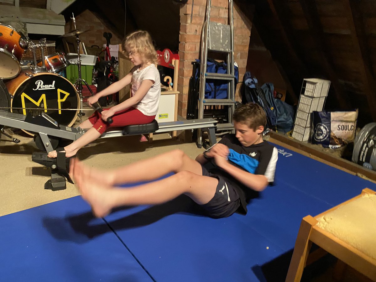 mrgoofah's tweet photo. We are very out of sync this last week but did manage to do the @KingAlfs_PE Harry Vardon workout yesterday #combatboredom #covidfitness https://t.co/HMeJP01KXj