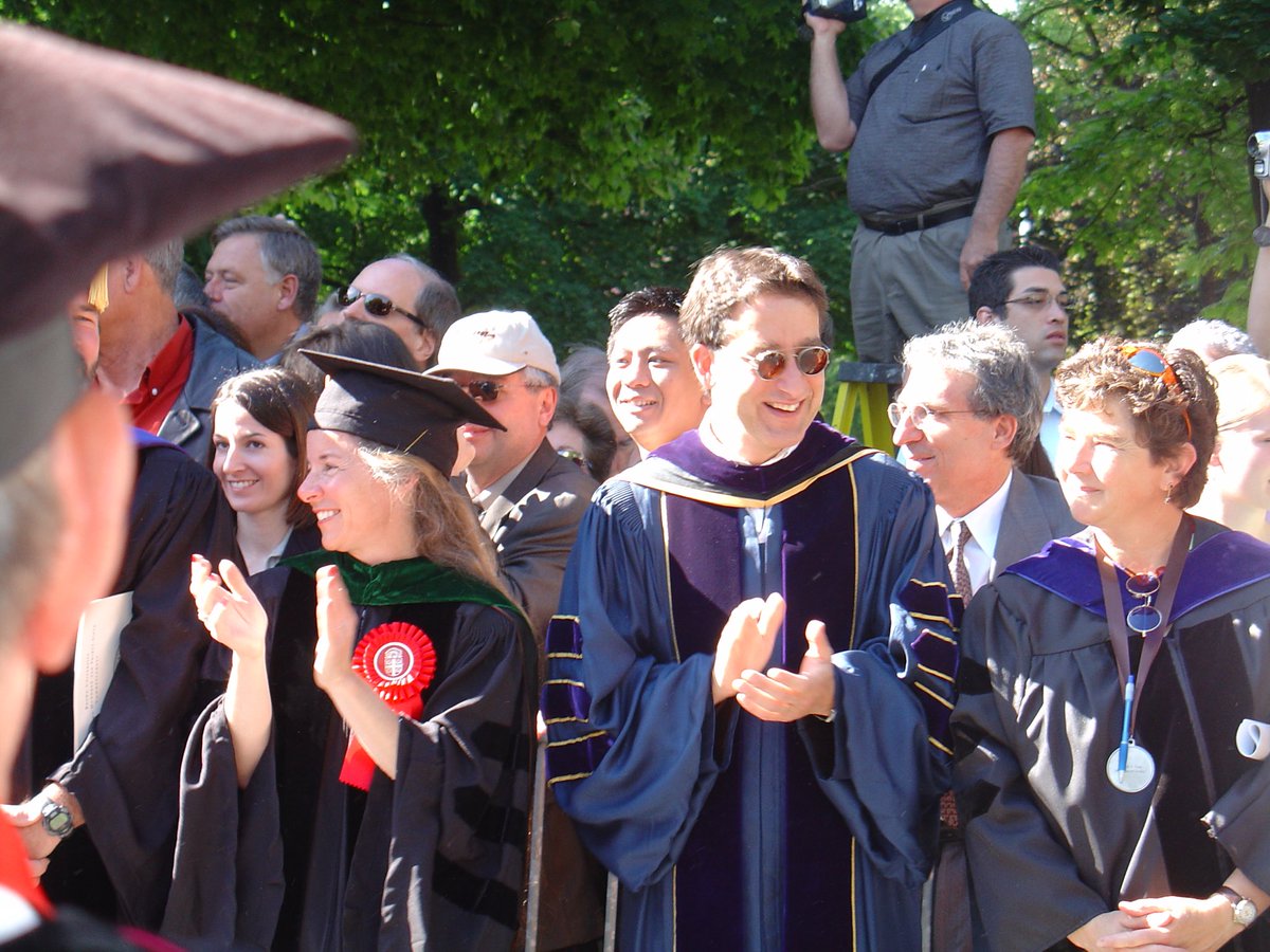 But the best thing about EVERY single commencement is the procession.First, the inspiring cascade of alums. Then, the exuberant graduating class walks joyously down College Hill, with professors on both sides of the street cheering. 
