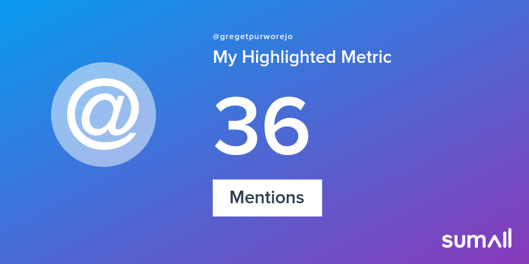 My week on Twitter 🎉: 36 Mentions. See yours with sumall.com/performancetwe…