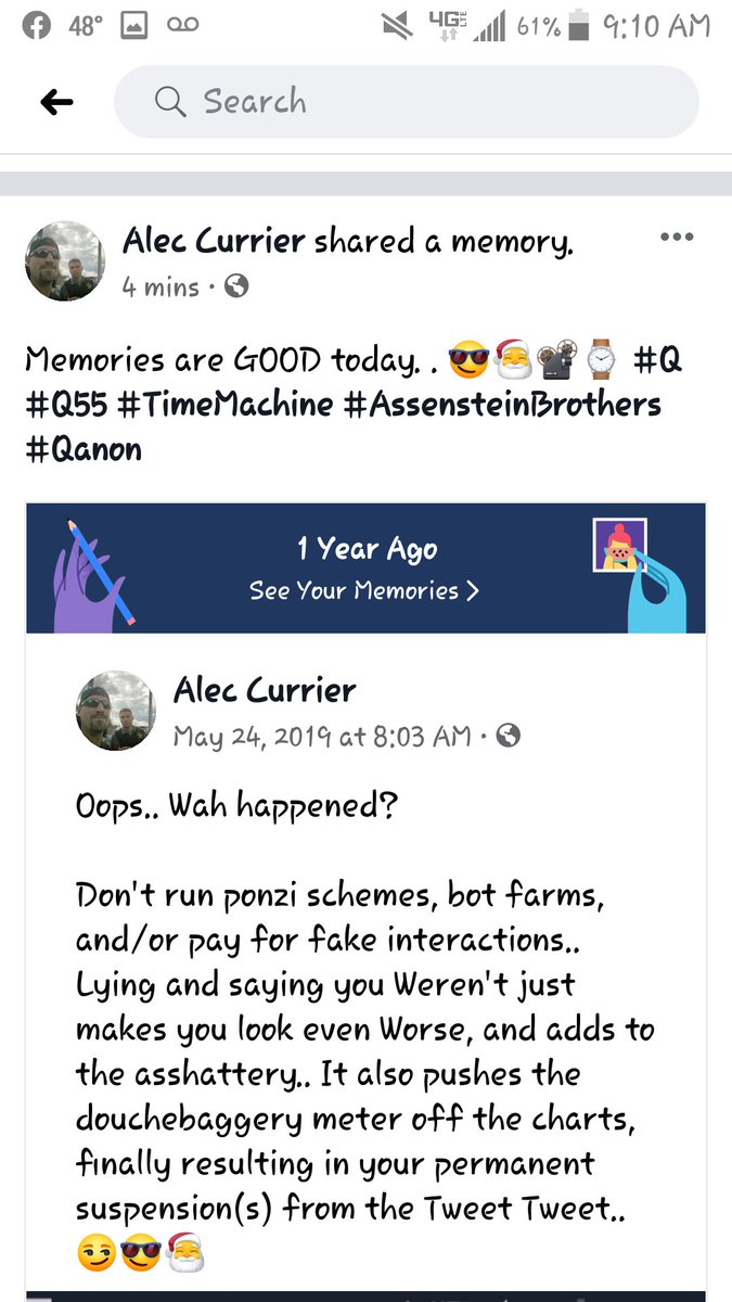 Alec_M_Currier's tweet photo. Good Day for Memories in Face Space! 😎❤🎅📽⌚ #Q #SCOTUS #SCOTUS2 #PresidentT #TwitterTimeMachine #Q55 #Q55anon #Q187 https://t.co/eIbltdLYVe