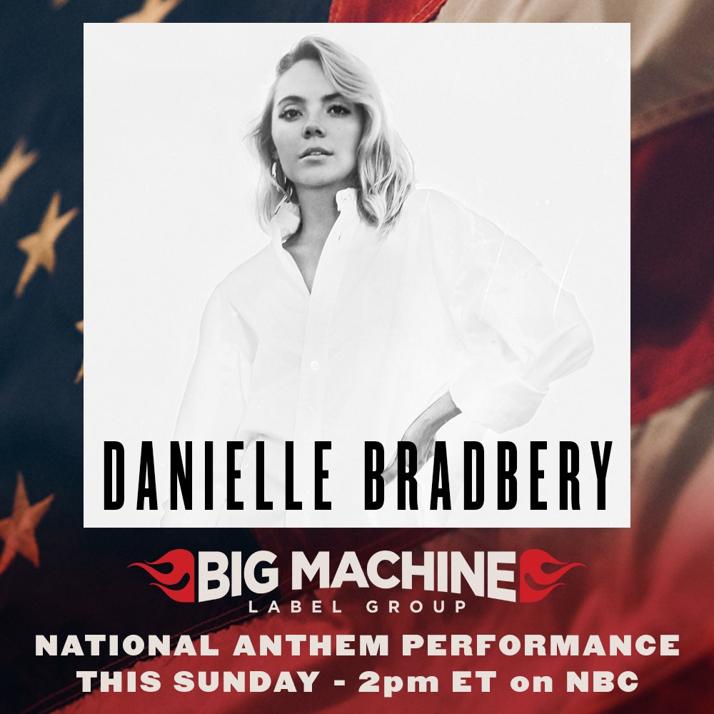 DBradbery's tweet photo. Teamed up with the #BMLGFam to virtually perform the National Anthem during the #Indy500 Special: Back Home Again on NBC today at 2PM ET. 🇺🇸🤍 @BigMachine https://t.co/CZrSIiLmfK