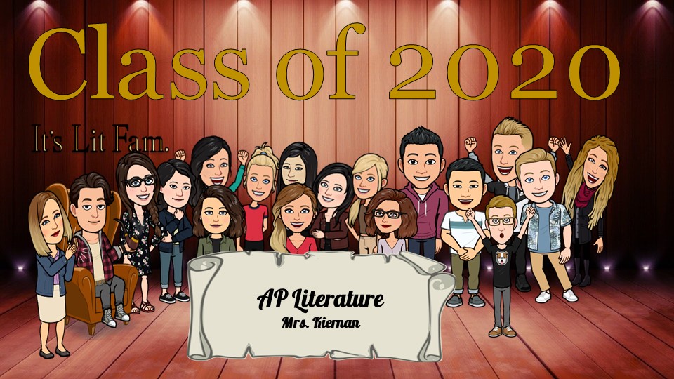PaulVICatholic's tweet photo. Since she was not able to take a picture with her AP Lit seniors on the last day of class this year,@pvikiernan  decided to make a virtual class photo for them!🖤💛👏🇺🇸😍 #PanthersAtHome #PVIClassof2020 #APLit https://t.co/RUMW29vleX