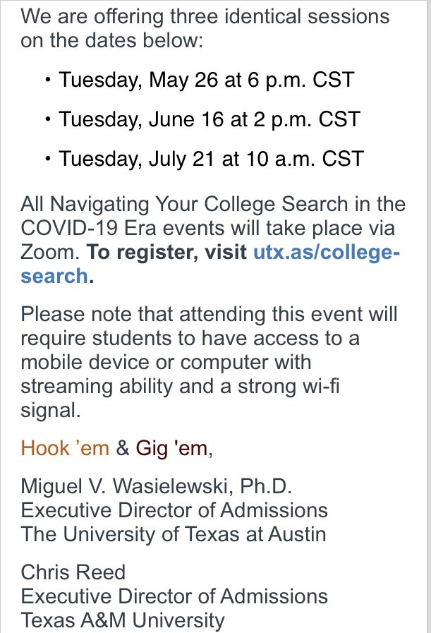 kohscounselors's tweet image. 🎓 A&amp;amp;M and UT are offering an amazingly opportunity! 🤩 #thefutureisyours #HookEm #GigEm