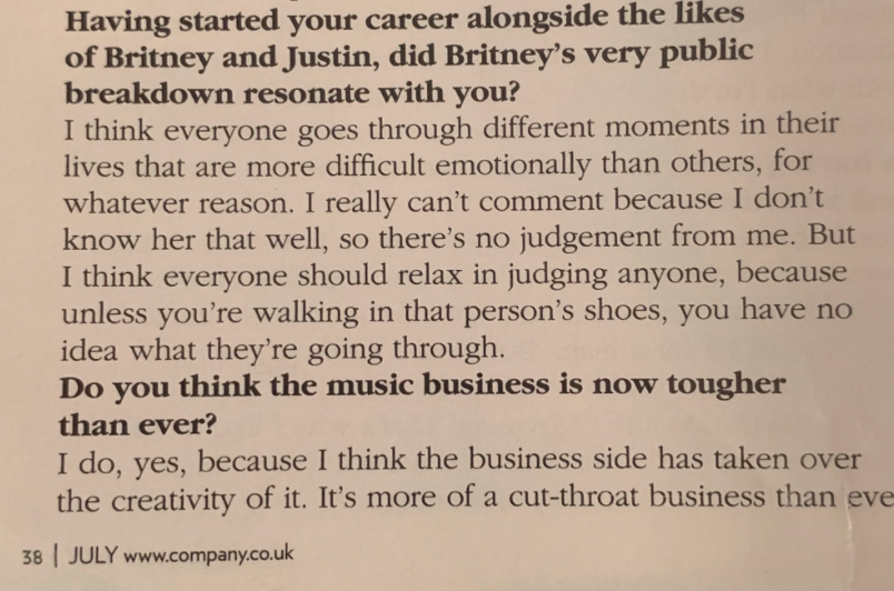 Britney went through a very dark time in 2006-2007 and Xtina never made fun of her. Actually, she defended her in an interview, saying that the industry was becoming harder on people and that no one should judge because people didn't know what Britney was going through.