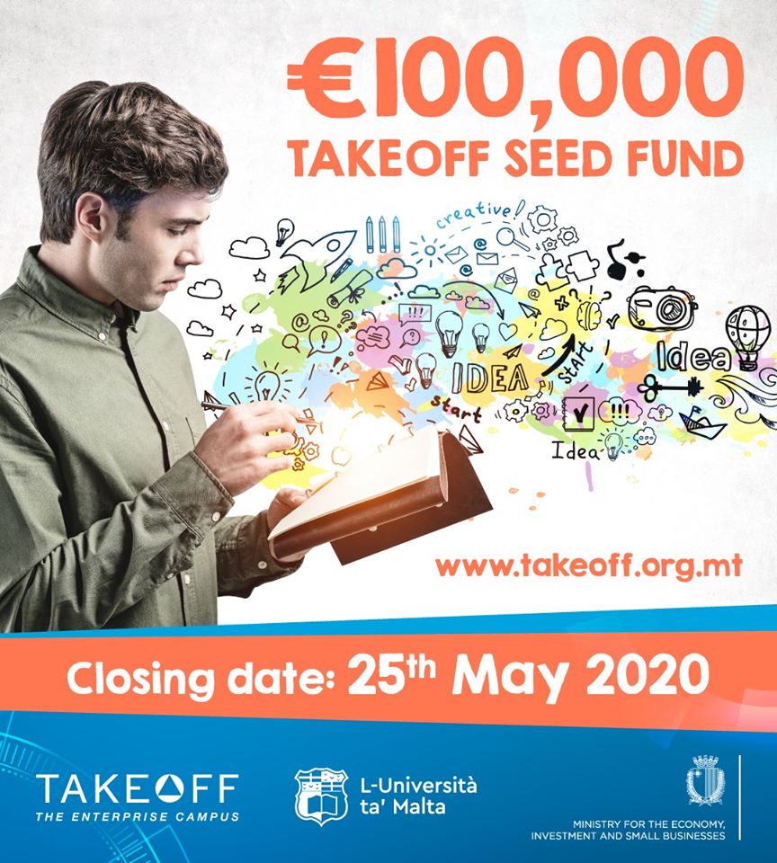 Deadline Reminder : Applications for the TOSFA Seed Fund Award 2020 close TOMORROW at 12:00 noon.

takeoff.org.mt/seedfundawards…

Startup founders can benefit from up to €25,000 to develop their ideas.

#malta #startups #research #innovation #startupecosystem
