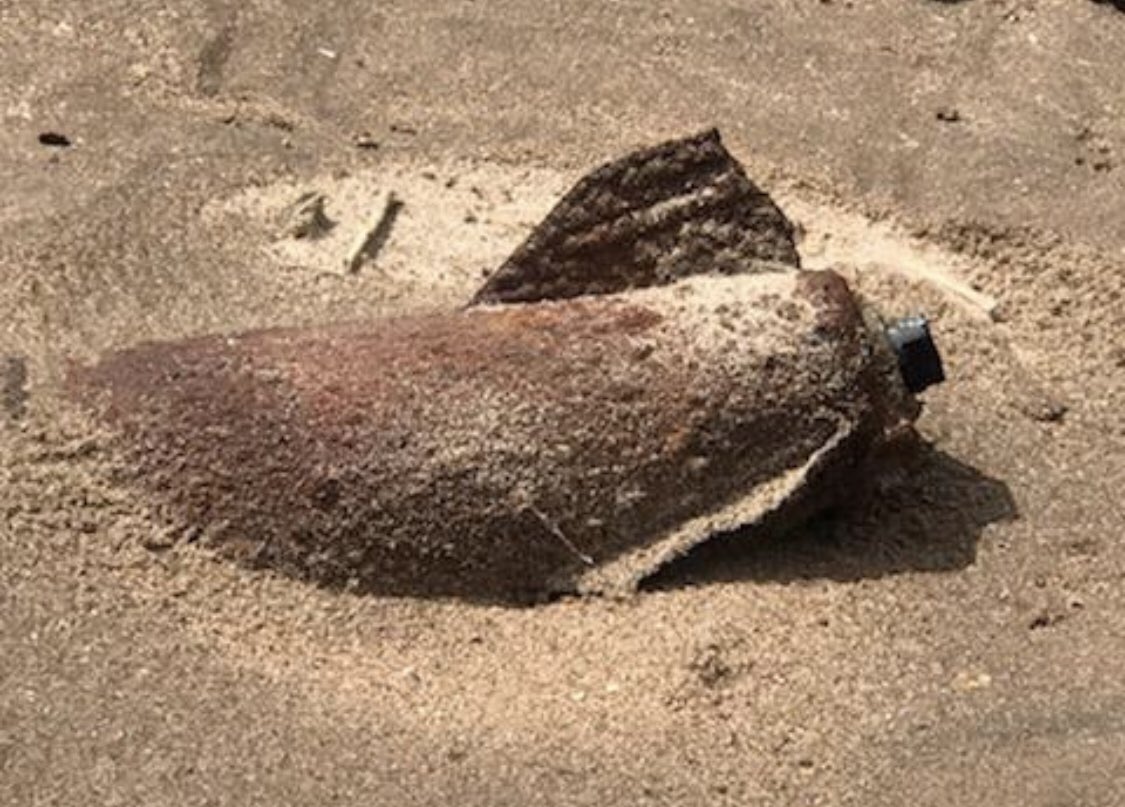 HMCGTayside's tweet photo. Officers from Arbroath &amp; Dundee we’re tasked yesterday to reports of a suspicious object near Barry.  It was located and thought to be an old 50kg bomb.  It was guarded by officers until saftely detonated this morning by @RoyalNavy EOD officers https://t.co/CnrXYOyeX1