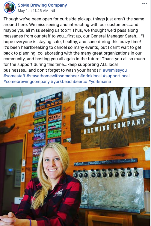 At  @somebrewing /  @yorkbeachbeerco have been sharing encouraging messaging from their staff as their communities weather this unusual storm.