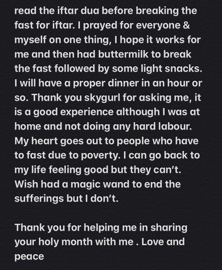 This was my experience in brief for all who asked. Eid Mubarak to those celebrating today, thank you for helping me through the day 