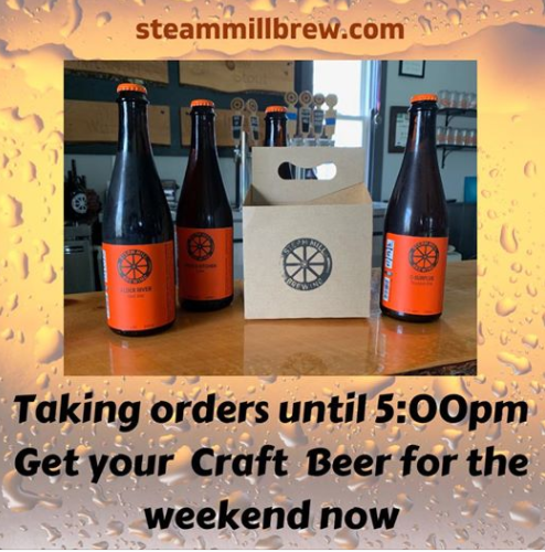 Only a few years old, and located in Bethel, Maine, Steam Mill Brewing was able to add bottling to their capacity at the end of April, opening them back up for to-go sales of their beer.