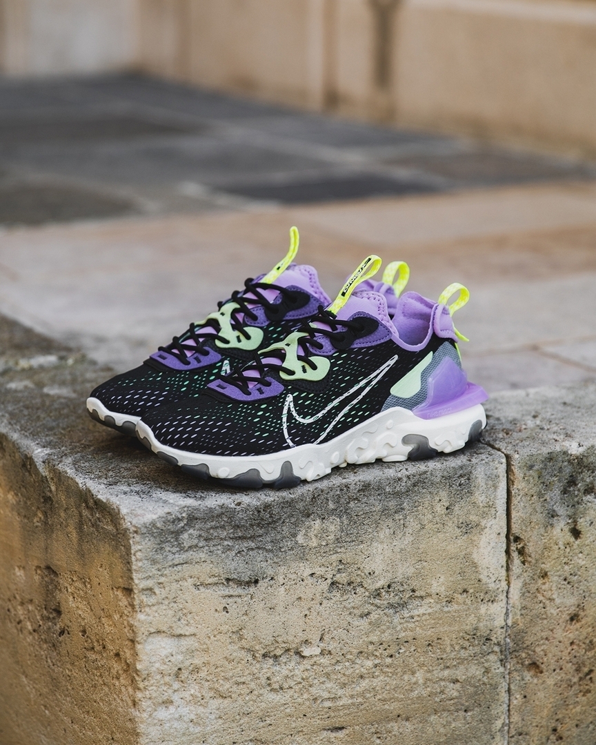 Footpatrol_ldn's tweet photo. Nike React Vision 'Black/Gravity Purple' | Available online, sizes range from UK3 - UK12, priced at ยฃ115. | Shop now: https://t.co/ZA8Sb5YlHo #Nike #NikeReact #NikeReactVision https://t.co/Hobt1HYNMx