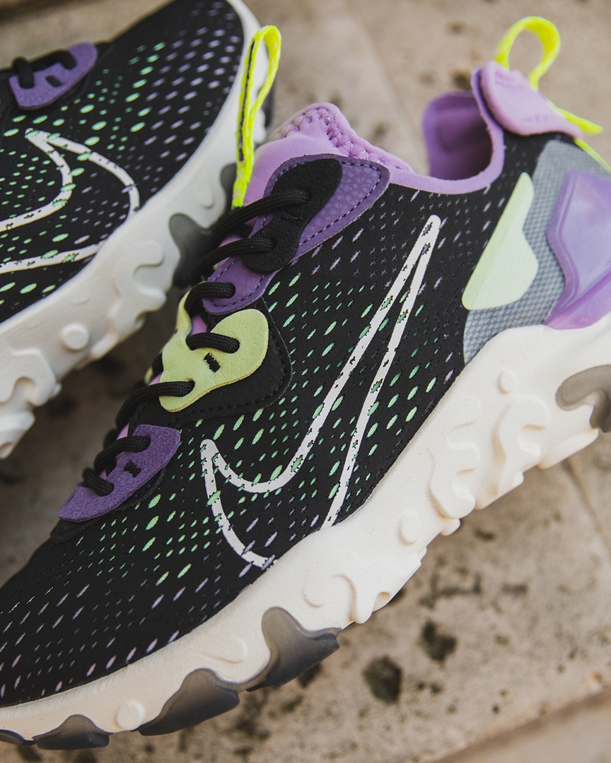 Footpatrol_ldn's tweet photo. Nike React Vision 'Black/Gravity Purple' | Available online, sizes range from UK3 - UK12, priced at ยฃ115. | Shop now: https://t.co/ZA8Sb5YlHo #Nike #NikeReact #NikeReactVision https://t.co/Hobt1HYNMx