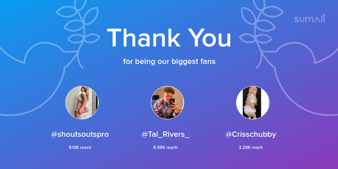 Our biggest fans this week: shoutsoutspro, Tai_Rivers_, Crisschubby. Thank you! via https://t.co/sOOu5GMxK9<a href="/tag/findom"class="tags"><span>#findom</span></a><a href="/tag/paypigwanted"class="tags"><span>#paypigwanted</span></a><a href="/tag/moneymiss"class="tags"><span>#moneymiss</span></a>