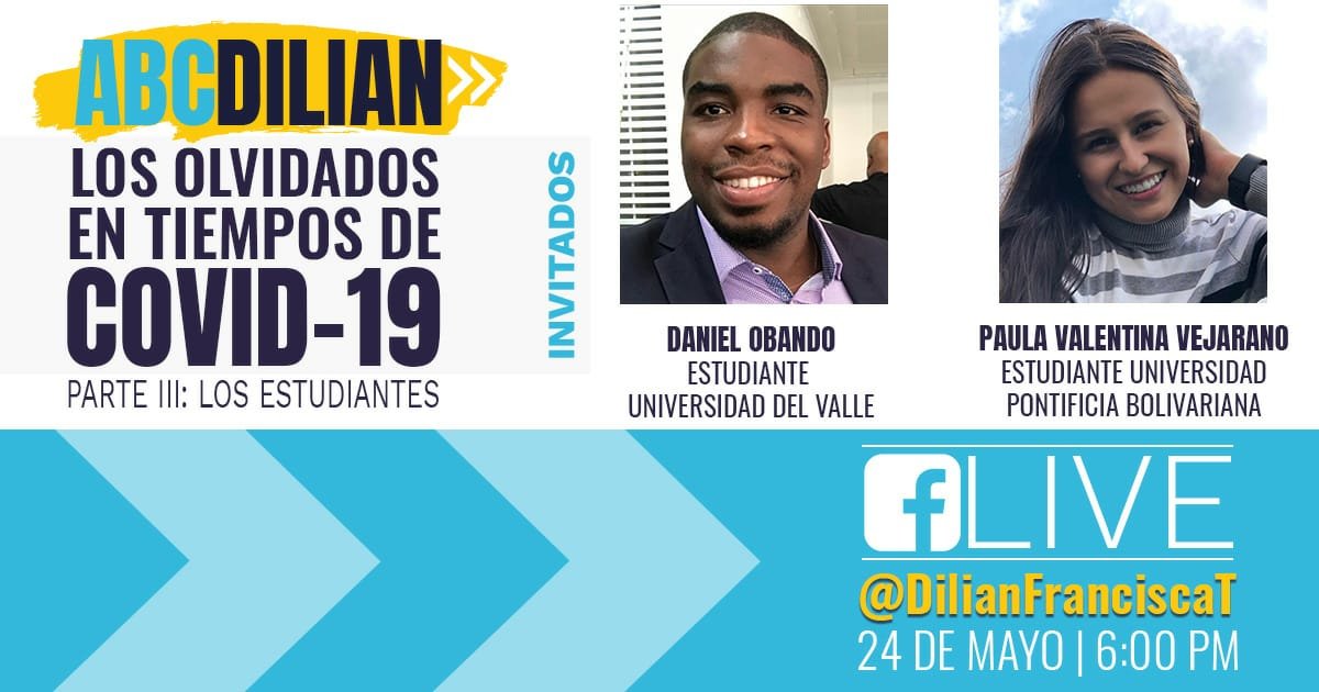 DilianFrancisca's tweet image. ¡Sigo dedicando un espacio a los olvidados de nuestro país! Los invito a acompañarme hoy a las 6pm en el Facebook Live de mi programa ABC Dilian, donde estaré hablando con dos universitarios de Cali y Bucaramanga ¡No se lo pierdan, los espero!