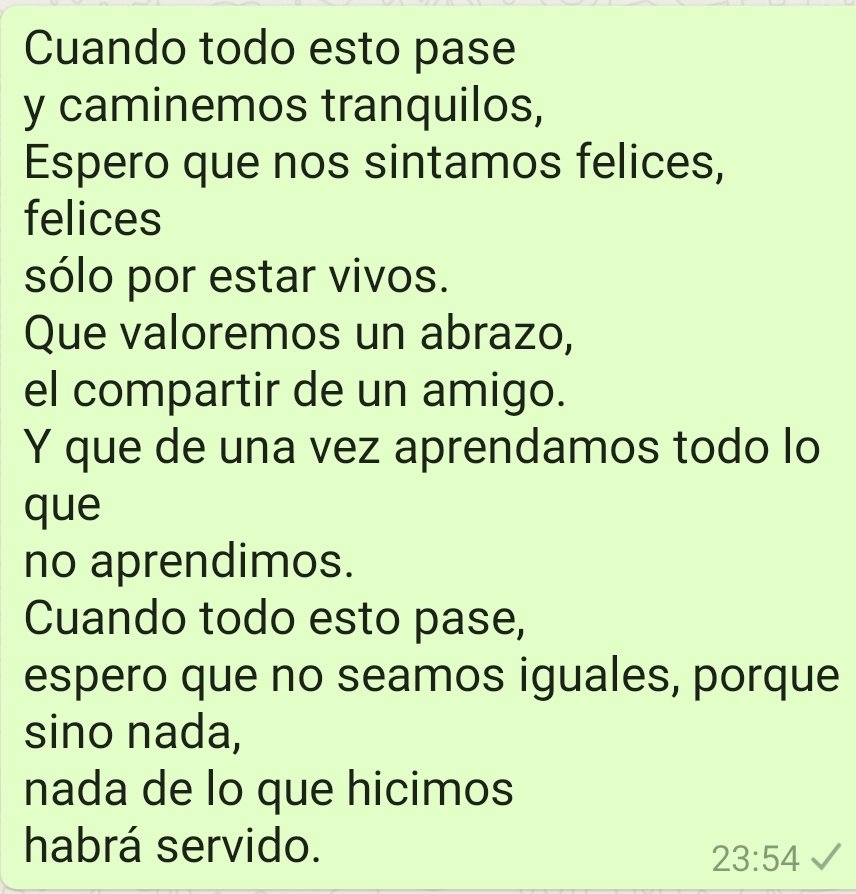 MilaMontero7's tweet photo. El 11 de abril me puse a escribir  buscando palabras esperanzadoras para seguir adelante... 
Hoy puedo decir que nada cambió. Enfrentamientos políticos,científicos,miserias humanas... 
No aprendimos nada en absoluto. https://t.co/0BNQ1chpoI