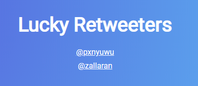 Selamat yaa  @pxnyuwu dan  @zallaran.DM aku untuk detail trf nya yaa.Ditunggu sampai besok jam 9 pagi.Kalau tidak ada kabar, akan aku draw ulang. 