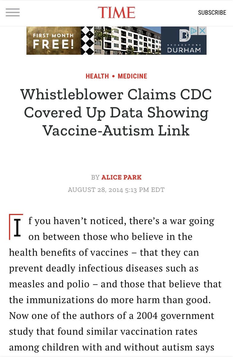 1. In trying to understand the extent of the CDC whistleblower reports I did some reading. One of the top hits on Google is actually an old CDC Whistleblower report related to none other than autism and vaccines (2014). We need to discuss this in context of a much larger picture.