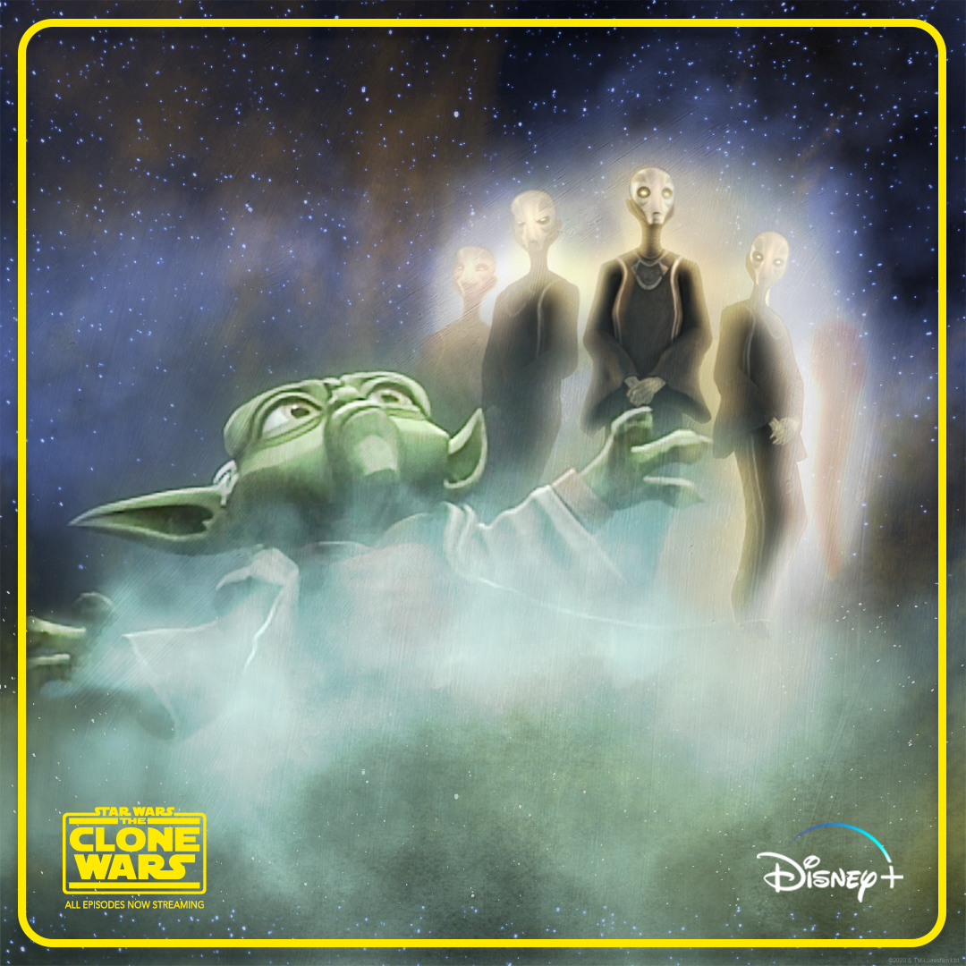 Yoda hears the voice of Qui-Gon Jinn who instructs him to complete training and become one with the Living Force.