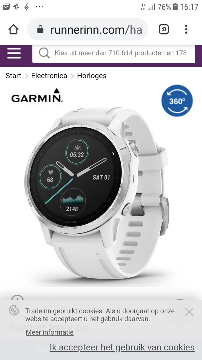 Deze beauty, Fenix 6S, wordt morgen geleverd. Kan niet wachten. Verheug me enorm op die navigatie. <a href="/loopmaatjes/">Loopmaatjes</a>