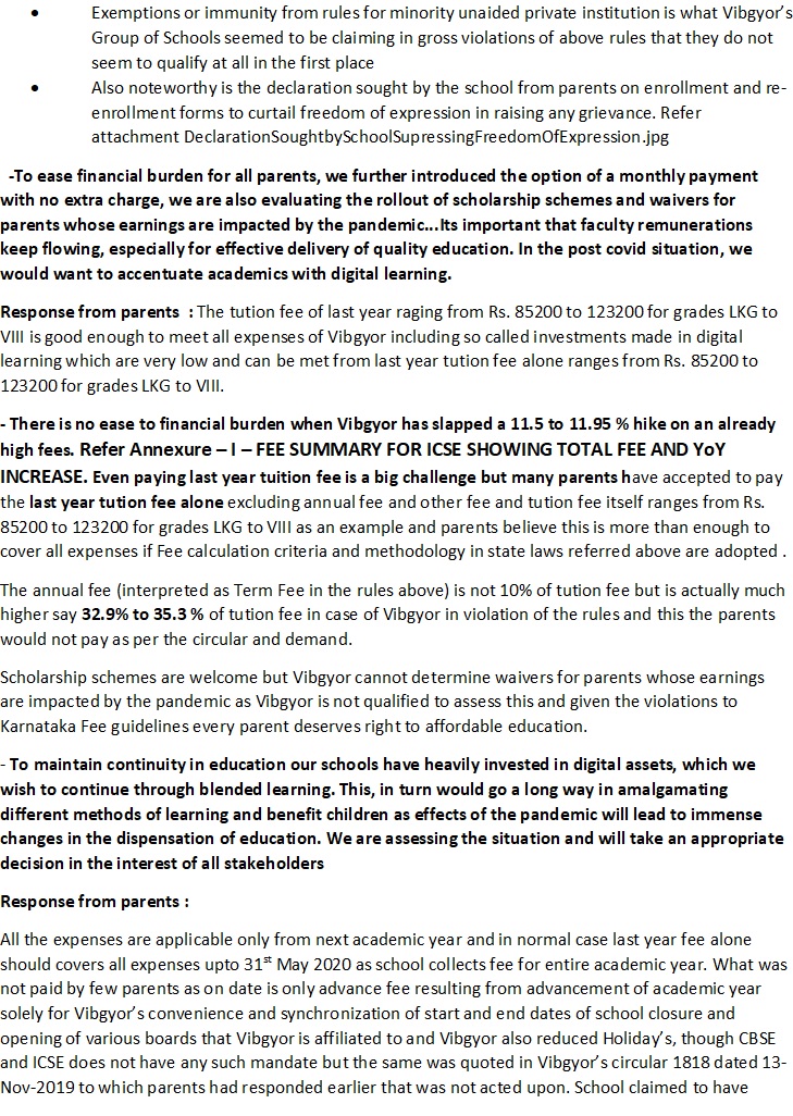cvmnj's tweet photo. @TOIBengaluru  Please find point wise reply from aggrieved parents to responses from Vibgyor officials in TOI article and also claims on additional investments made by school in  additional IT hardware software and virtual infrastructure https://t.co/ulcpoCADmS