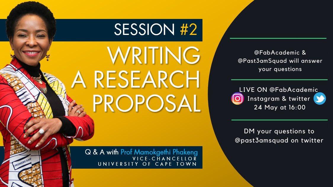 Take home from today's session:1.The main purpose of a research proposal is to convince the reader of the value of your project and your competence. You will have to prove that you have a plan for your work and that your project will be successful.  #Past3amSquad  @FabAcademic