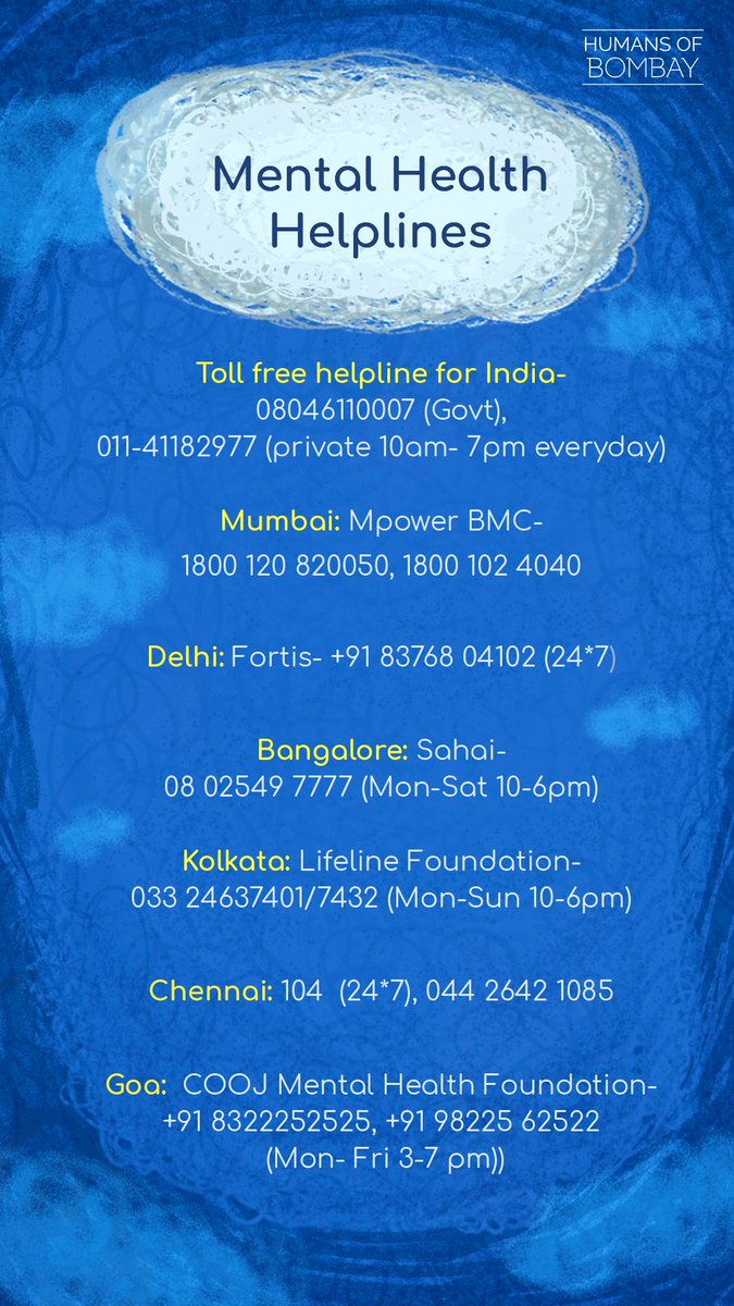 1/7 Indians struggle from #mentalhealth issues. 

If you or someone you know is experiencing any of the following symptoms, you can seek help at the attached helpline numbers. 

RT to help someone out!

#MattersOfTheMind #MentalHealthAwareness
#MentalHealthAwarenessMonth