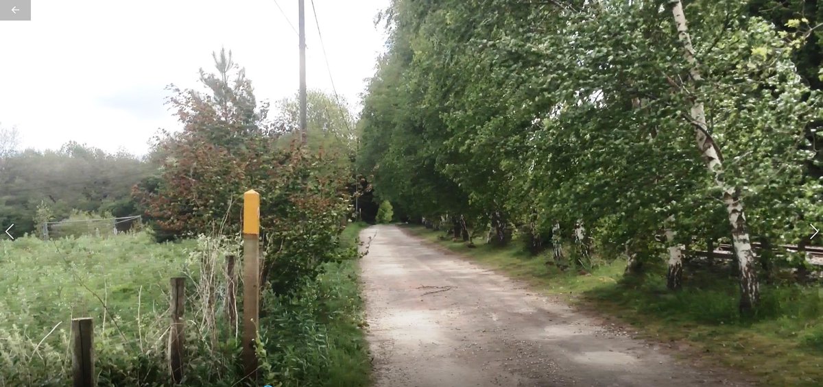 Industrial Heritage Walk: Bentinck & Upper Portland Circular-Trackbed of 1819 Mansfield and Pinxton Tramway. Portland No.1 pit (fencing on left) was sunk at the side of the horse drawn early-railway a year after it opened. Conventional railway (right) replaced it in 1849. 5/6