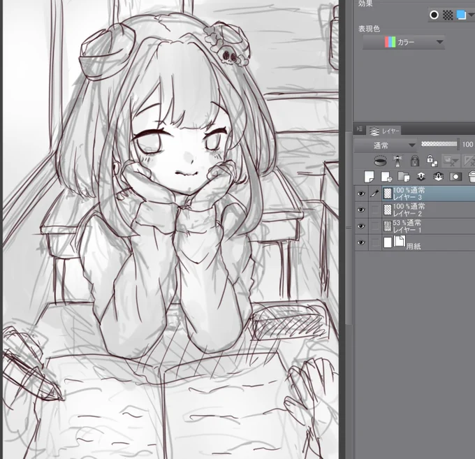ふーん。左利きなんだ。的な絵にしようと思ってる。
この後も描くかは未定なので載せとくね。
おやすみん。

るしあちゃんがいい夢見れますように。 
