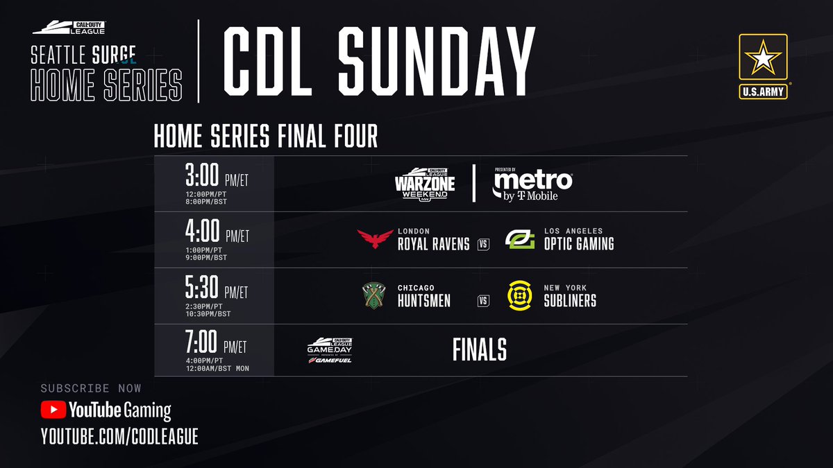 Championship Sunday of <a href="/CODLeague/">Call of Duty League</a> Seattle Home Series is live!

🔴 Watch on YT: youtu.be/9UVJoJnQw8w

📱 Watch via COD League Site or App to get rewards: callofdutyleague.com/home-series-re…

📝 Updates: dexerto.com/call-of-duty/h…
