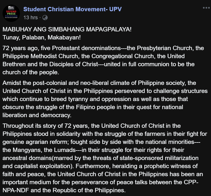 heyyyfrancine's tweet photo. anw ang ganda ng sinulat ng scmp-upv tungkol sa 72nd anniversary ng uccp 🥺
link to og post: https://t.co/fajrHQFiOF
#UCCPat72
#UCCP
#ServeThePeople
#HanggangSaTagumpay https://t.co/UL1nNnY4na