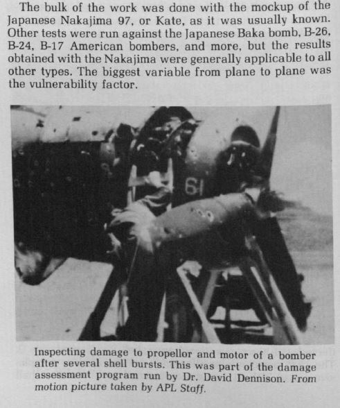 Later they tested against full sized aircraft to develop vulnerability models.B-17 post VT-shell detonation shown.