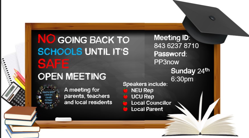 SeldnAG's tweet image. The decision of the government to reopen schools on June 1st is a dangerous gamble with the lives of our children and teachers. Join our Zoom meeting if you are concerned about the governments plans and what to do something about it! @worker_group #JuneTooSoon #FiveTests @NEUnion